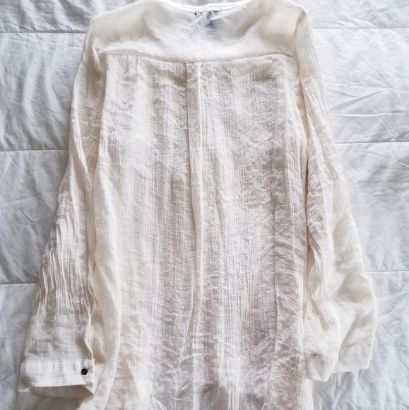 Romantic Linen & Lace ◇ Cream Boho Button Down Tunic - Picture 4 of 5